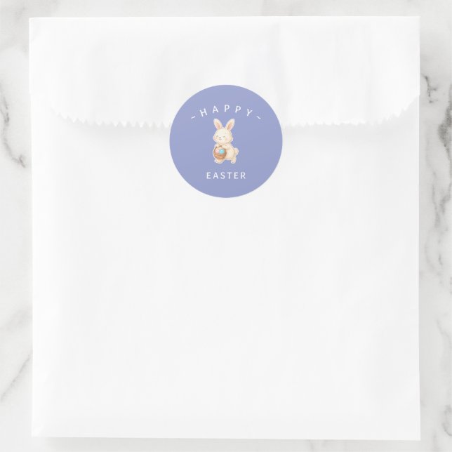 Bunny Happy Easter Round Stickers (Tasche)