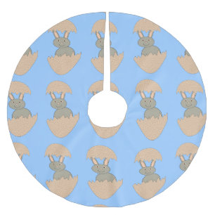 Bunny Hatching from Egg Weird Tree Skirt Polyester Weihnachtsbaumdecke