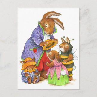 Bunny Hats von Katy Bratun Postkarte