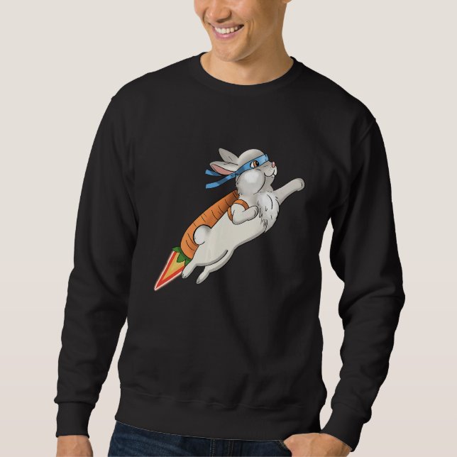 Bunny Hero Japanese Ninja Niedlich Rabbit Sweatshirt (Vorderseite)