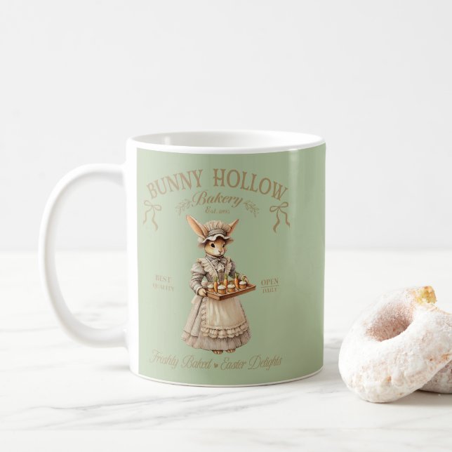 Bunny Hollow Bakery Vintage Osterhase Bäcker Kaffeetasse (Mit Donut)