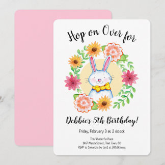Bunny Hop auf über Pastel Geburtstagsparty Einladung