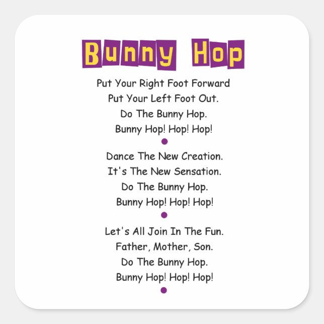 Bunny Hop Texte Stickers (Vorderseite)
