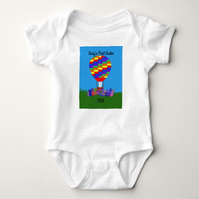 Bunny Hot Air Ballon #2 Baby Bodysuit Strampler (Vorderseite)