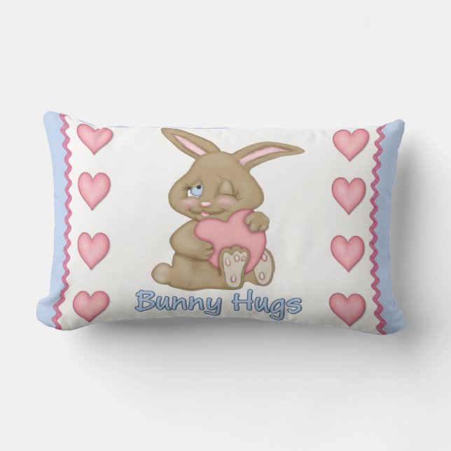 Bunny Hugs Blue Lendenkissen (Vorderseite)