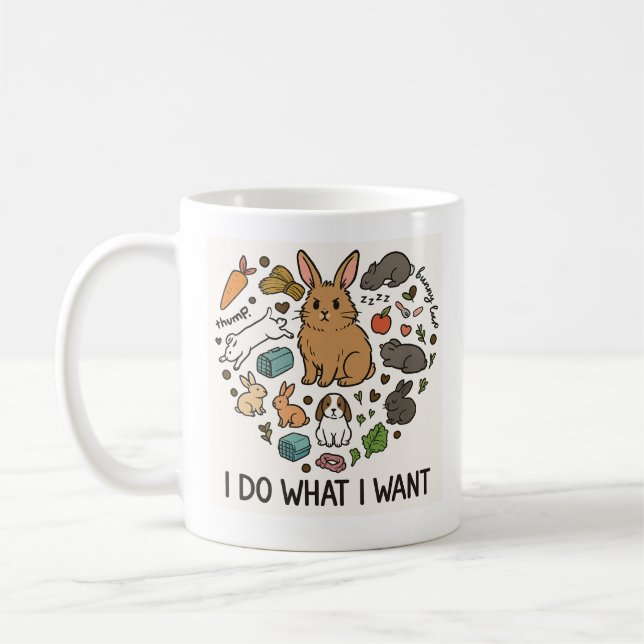 Bunny "I Do What I Want" Tote Bag –Funny Rabbit Kaffeetasse (Links)