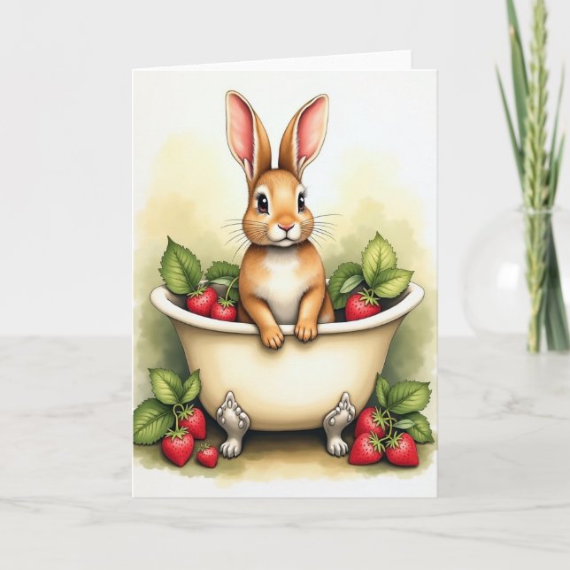 Bunny In A Basin Cute Art Card Karte (Vorderseite)