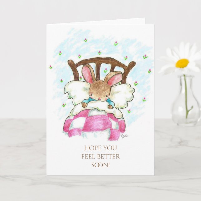 Bunny in Bed Get Well Card Karte (Kleine Pflanze)