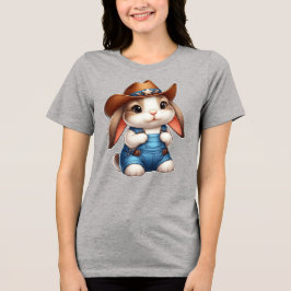 Bunny in Cowboy Outfit mit Hut und Overalls Tri-Blend Shirt