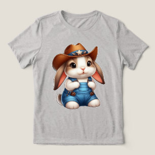 Bunny in Cowboy Outfit mit Hut und Overalls Tri-Blend Shirt