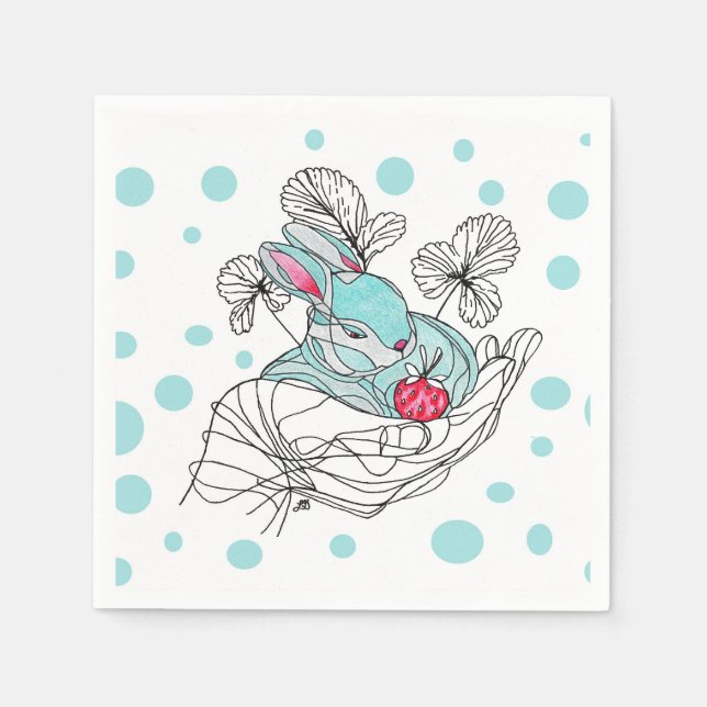 Bunny In Hand Napkin Serviette (Vorderseite)