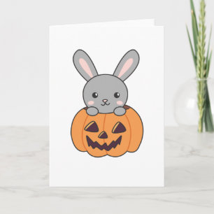 Bunny in Pumpkin Niedlich Bunnies Happy Halloween Karte