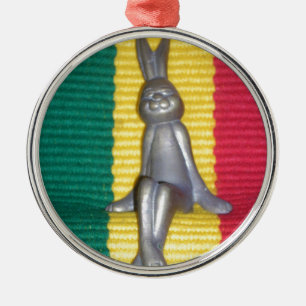 Bunny in Rasta Colors: Eine Touch Groovy Art Print Silbernes Ornament