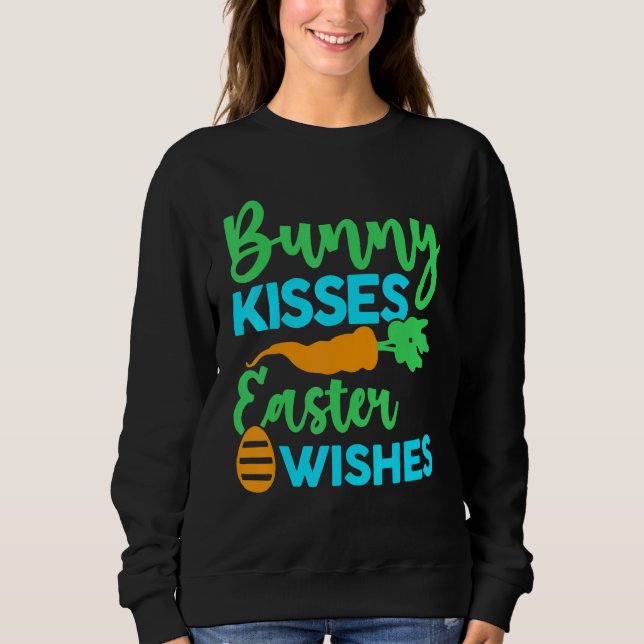 Bunny Kisses Osterfeier wünscht Niedlichen Osterta Sweatshirt (Vorderseite)