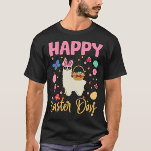Bunny Lama Farbene Ostereier Jagd Frohen Ostertag T-Shirt
