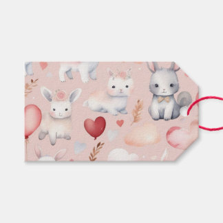 Bunny & Lamb Cupid Favor Tags – Blush & Peach Geschenkanhänger
