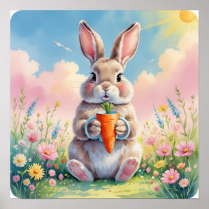 Bunny Latte Break - Pastel Carrot Tasse Poster