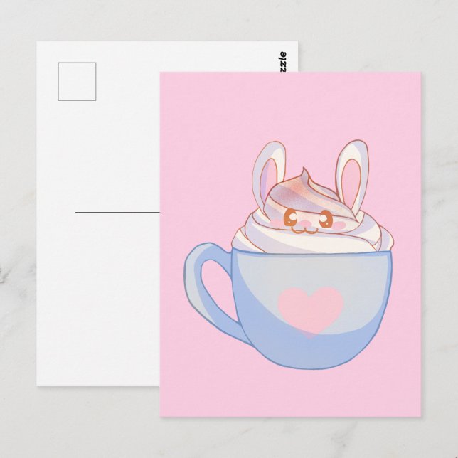 Bunny Latte mit Cinnamon Postkarte (Vorne/Hinten)