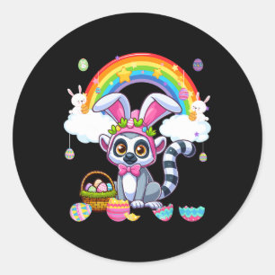 Bunny Lemur Osterfest Jagd Eier Basket Frische Pas Runder Aufkleber