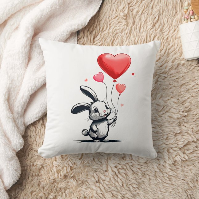 Bunny Liebe Balloons Kissen (Decke)