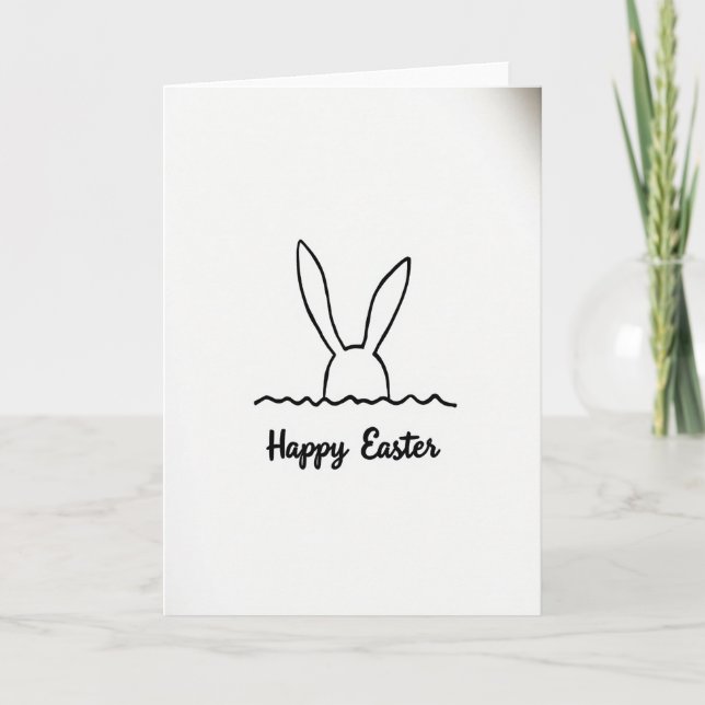 Bunny Line Art Spring Card Karte (Vorderseite)