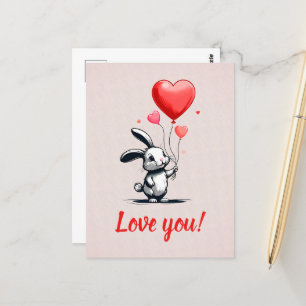 Bunny Love Ballons Postkarte
