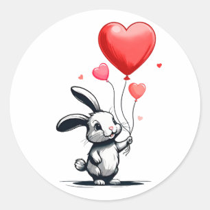 Bunny Love Ballons  Runder Aufkleber