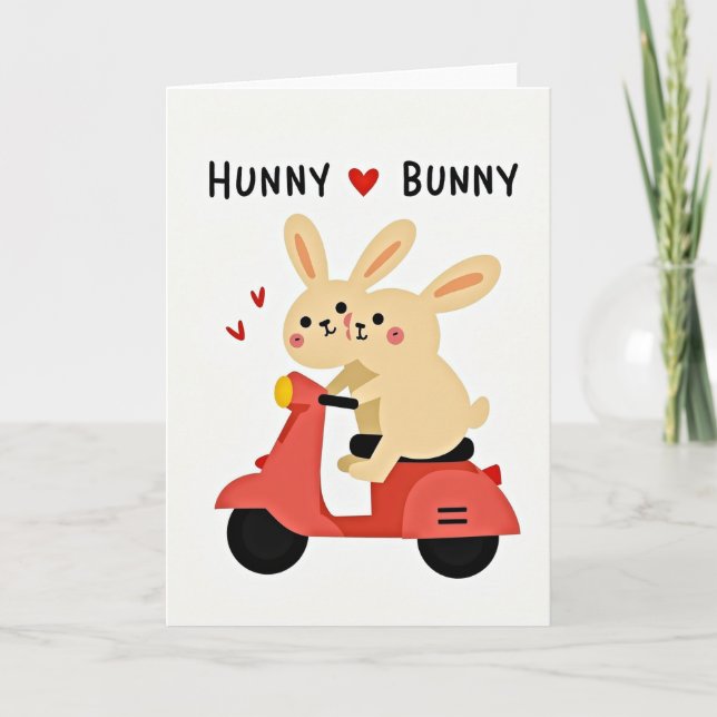 Bunny Love Scooter Ride Karte (Vorderseite)