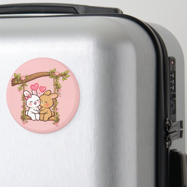 Bunny Love Serie — Süße romantische Kaninchen-Kuns Magnet (In Situ (Gepäck))