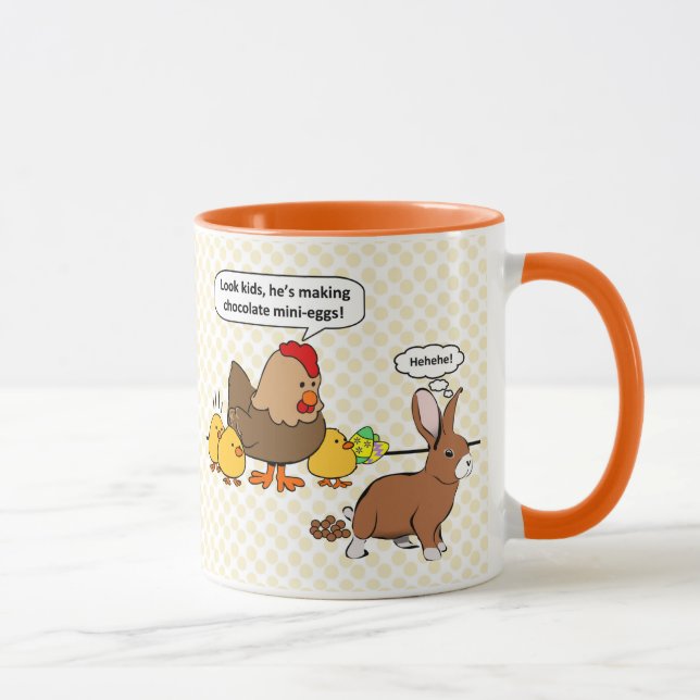 Bunny macht Schokolade kackend lustigen Cartoon Tasse (Rechts)