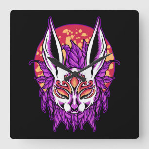 Bunny Mask Quadratische Wanduhr