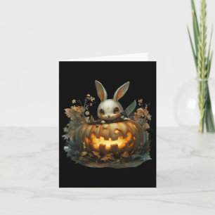 Bunny Mayhem Creepy Halloween Bunny Pumpkin Karte