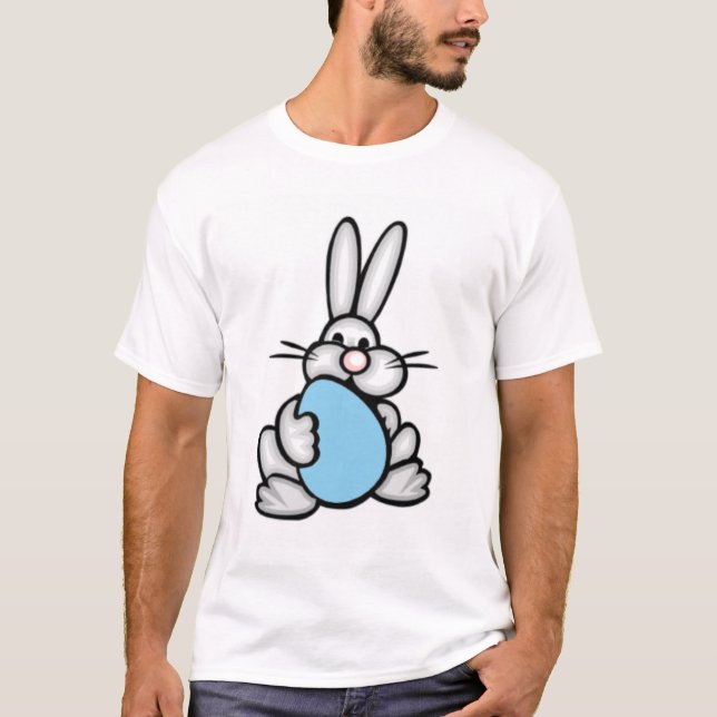 Bunny mit Baby Blue Egg T-Shirt (Vorderseite)