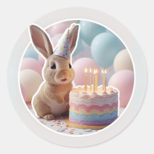Bunny mit Birthday Cake Party Sticker