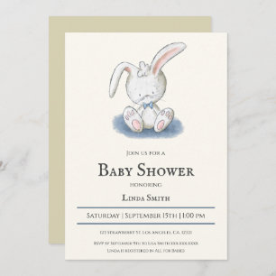 Bunny mit Blue Bow Krawatte Boy Baby Dusche Einladung