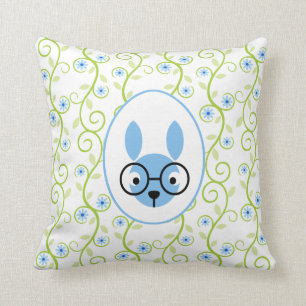 Bunny mit Brille Frühlingsfloral Kissen