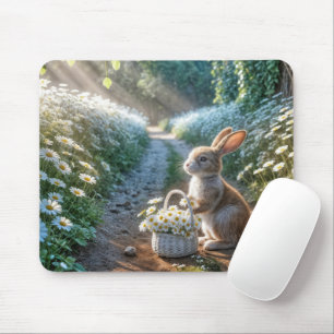 Bunny mit einem Korb von weißen Milchsorten Mousepad