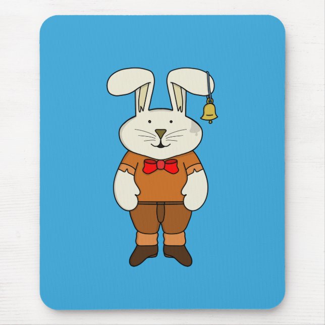 Bunny mit einer Glocke im Ohr Mousepad (Vorne)