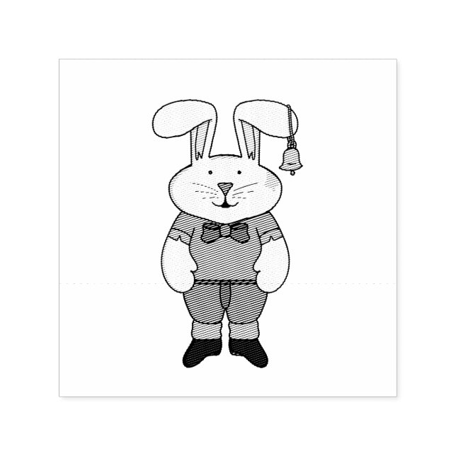 Bunny mit einer Glocke im Ohr Permastempel (Design)
