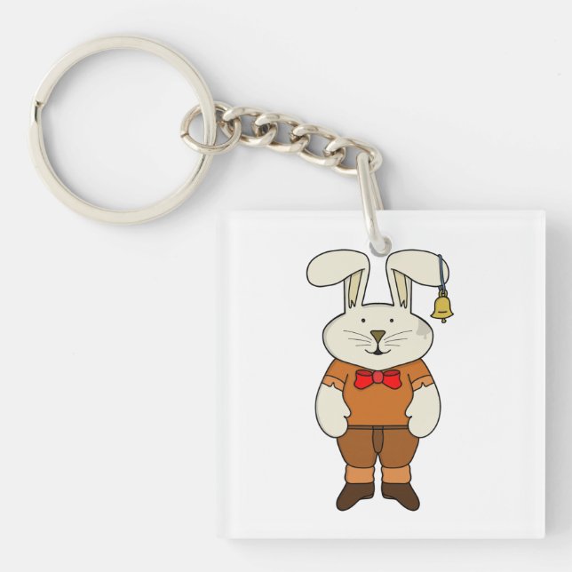 Bunny mit einer Glocke im Ohr Schlüsselanhänger (Vorderseite)