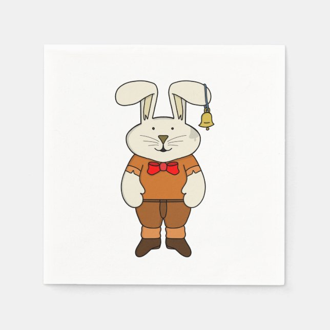 Bunny mit einer Glocke im Ohr Serviette (Vorderseite)