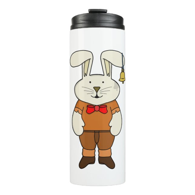 Bunny mit einer Glocke im Ohr Thermosbecher (Vorderseite)