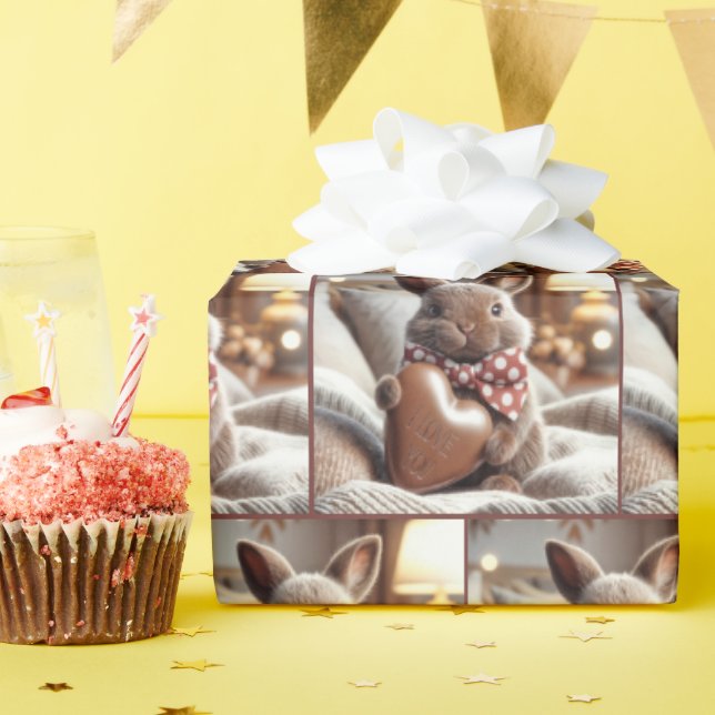 Bunny mit meiner Liebe Sie Schokolade Herz Geschenkpapier (Geburtstagsparty)