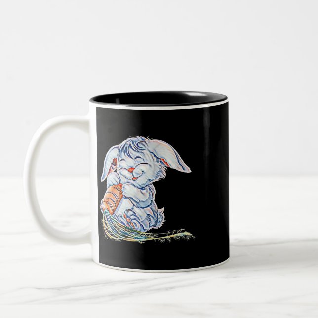 Bunny Motif Rabbit 1 Zweifarbige Tasse (Links)