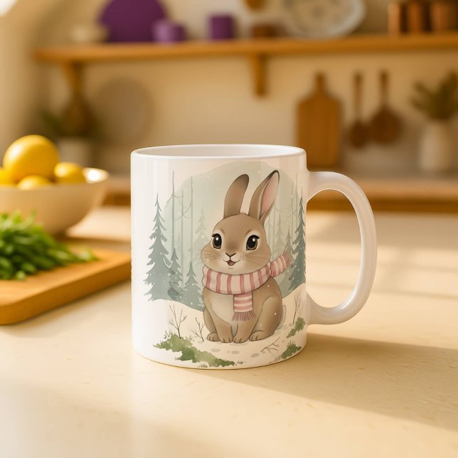 Bunny Mug Cute Watercolor Winter Rabbit Christmas  Kaffeetasse (Von Creator hochgeladen)