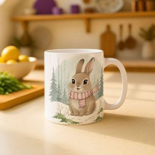 Bunny-Mug süße Wasserfarbe Winter Kaninchen Weihna Kaffeetasse