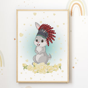 Bunny Native American Kinderzimmer Print Kids Room Poster