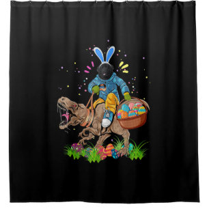 Bunny Newfundland Dog Riding Dinosaurier Ostern Duschvorhang