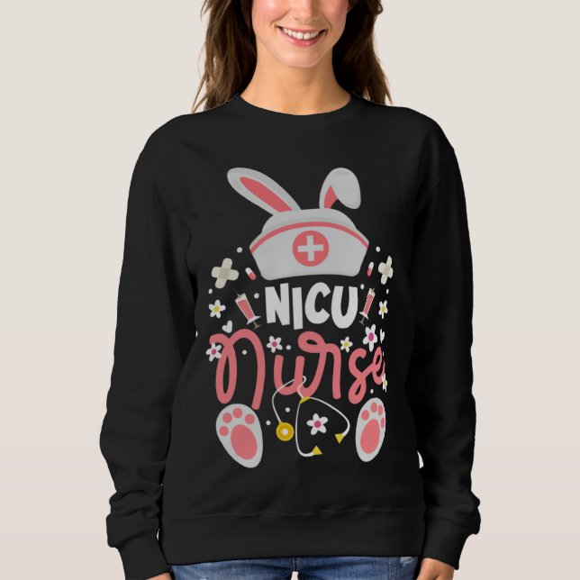 Bunny NICU Nurse Bunny Ears Neonatal Intensive Car Sweatshirt (Vorderseite)