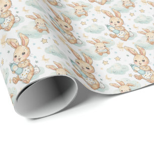 Bunny Niedlich Baby Pastell Watercolor Muster Geschenkpapier